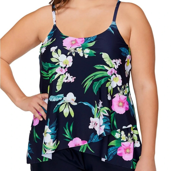 Island Escape Cape Town Underwire Tankini Top Plus Size 22W - Picture 1 of 8
